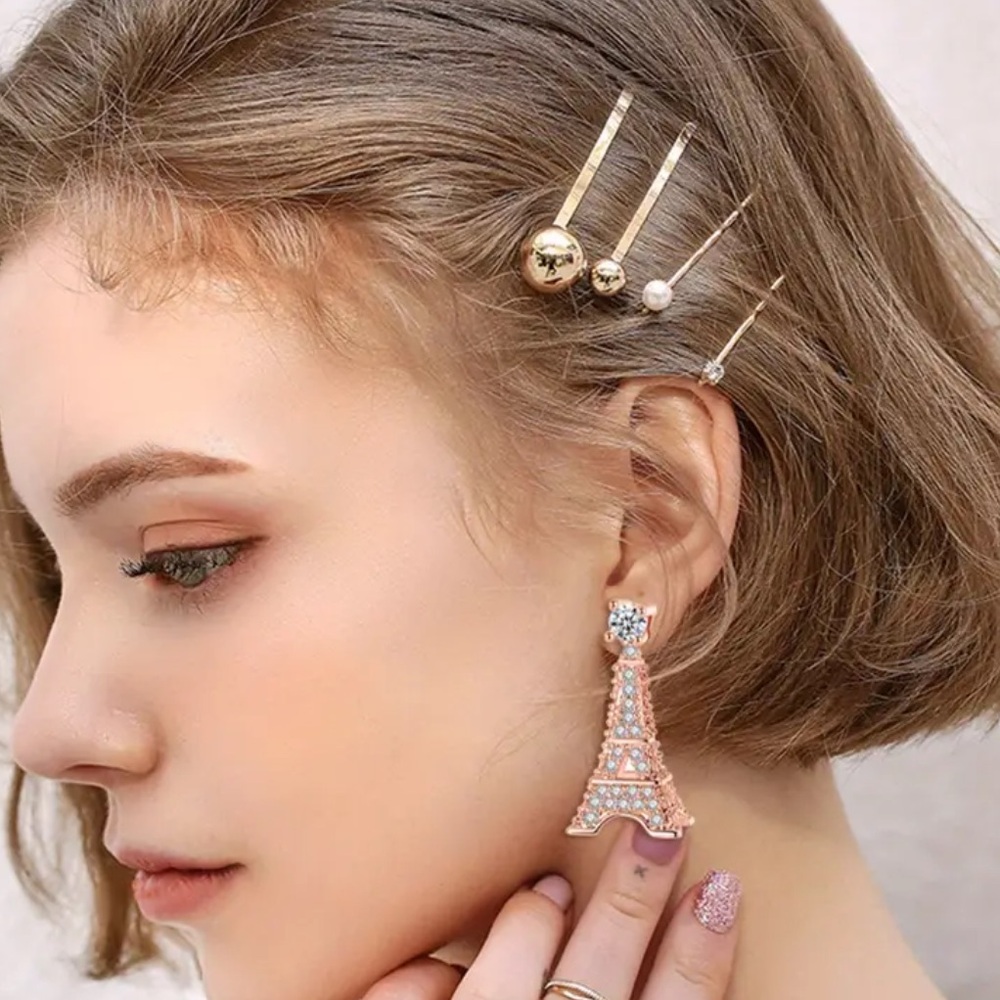 Rose Gold Eiffel Tower Earrings - Picture 6 of 6